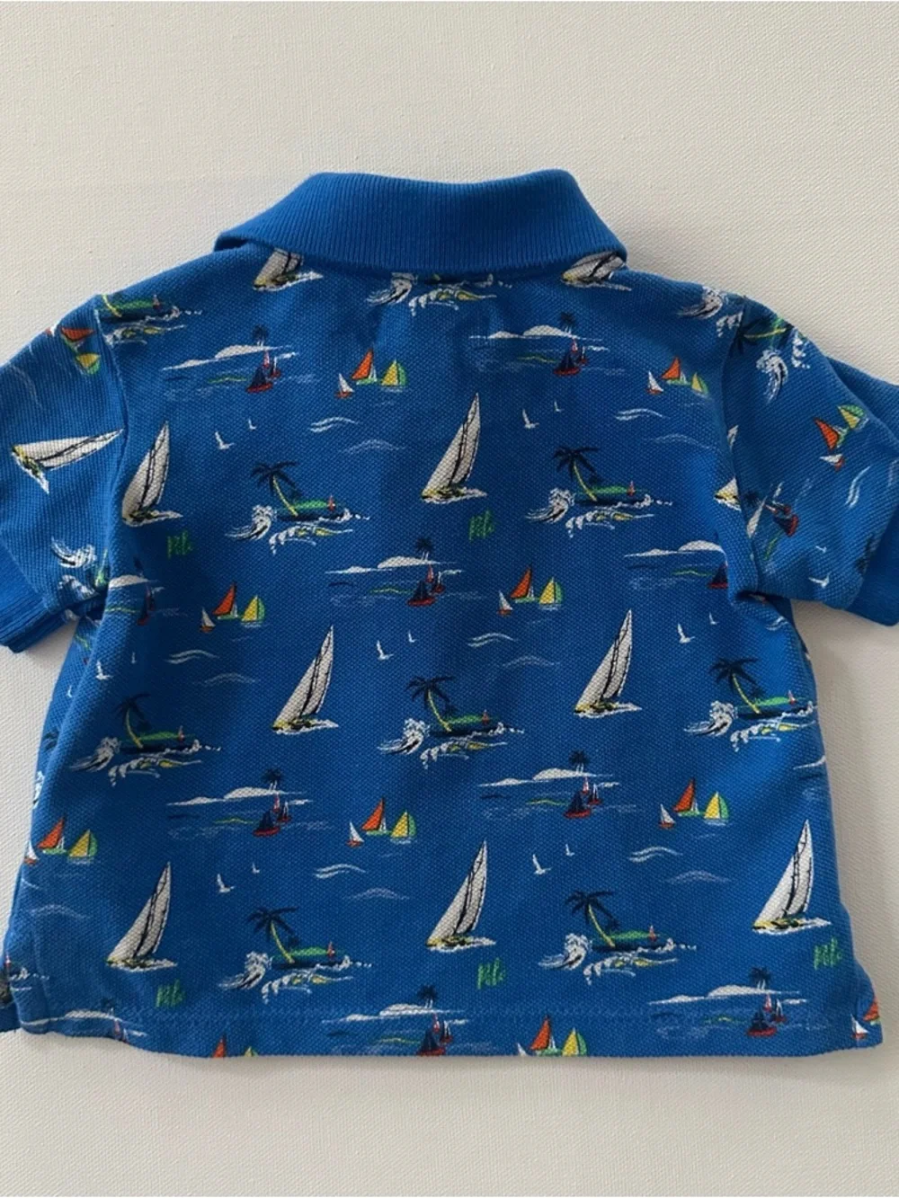 Ralph Lauren 3 Months Baby Boy Blue Sailboat Print Polo Shirt